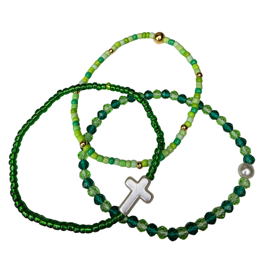 Cross Beaded Bracelet Set, Style A
