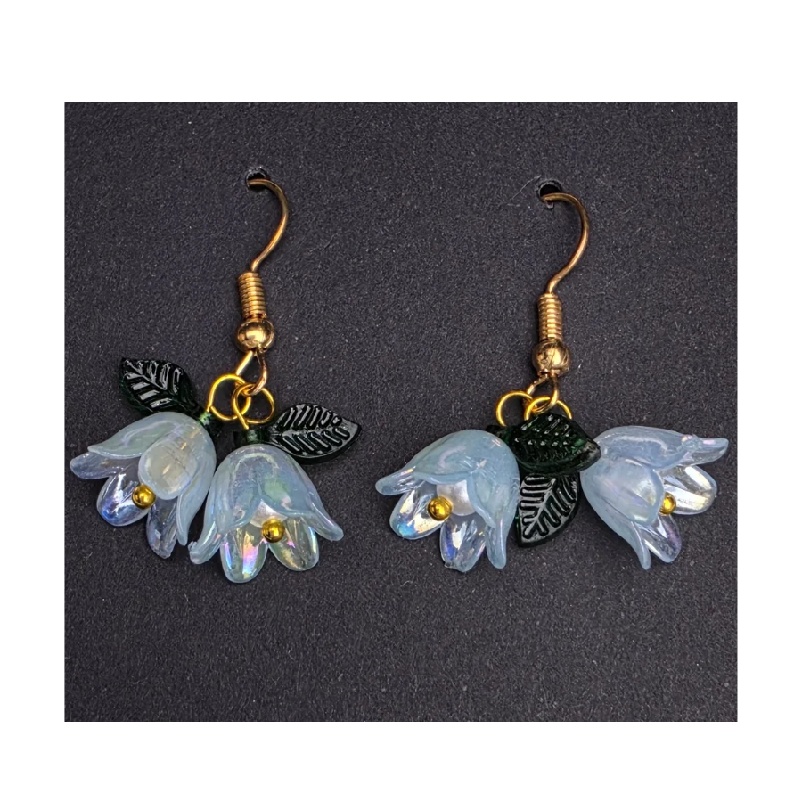 Floral Earrings - Blue