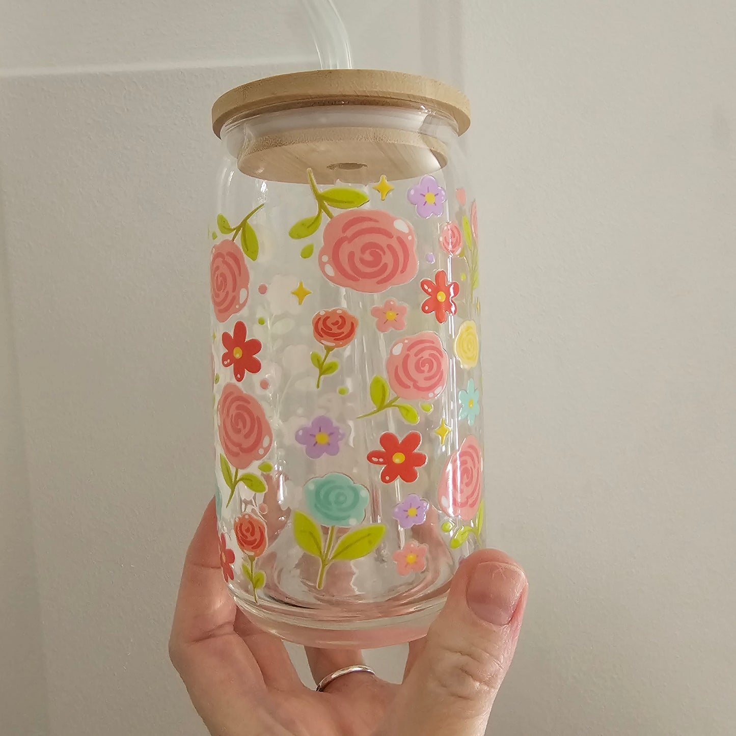Grow with Grace 16oz Glass with Bamboo lid & Straw