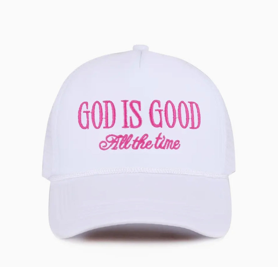 God is Good Mesh Trucker Hat - Pink