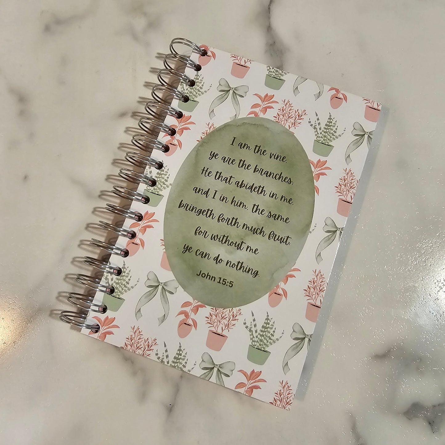 Handmade Spiral Journal with Bible Verse