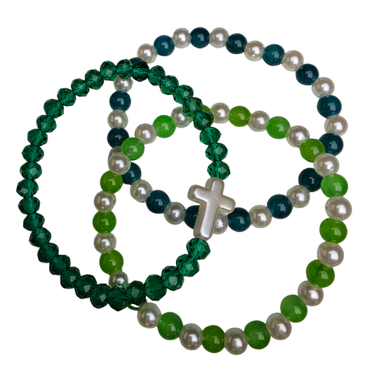 Cross Beaded Bracelet Set, Style D