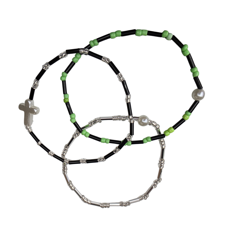 Cross Beaded Bracelet Set, Style C