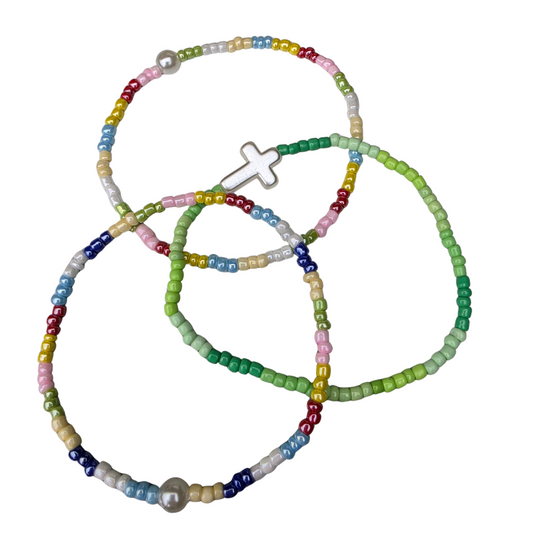 Cross Beaded Bracelet Set, Style B