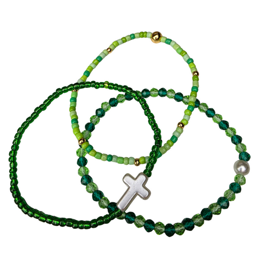 Cross Beaded Bracelet Set, Style A