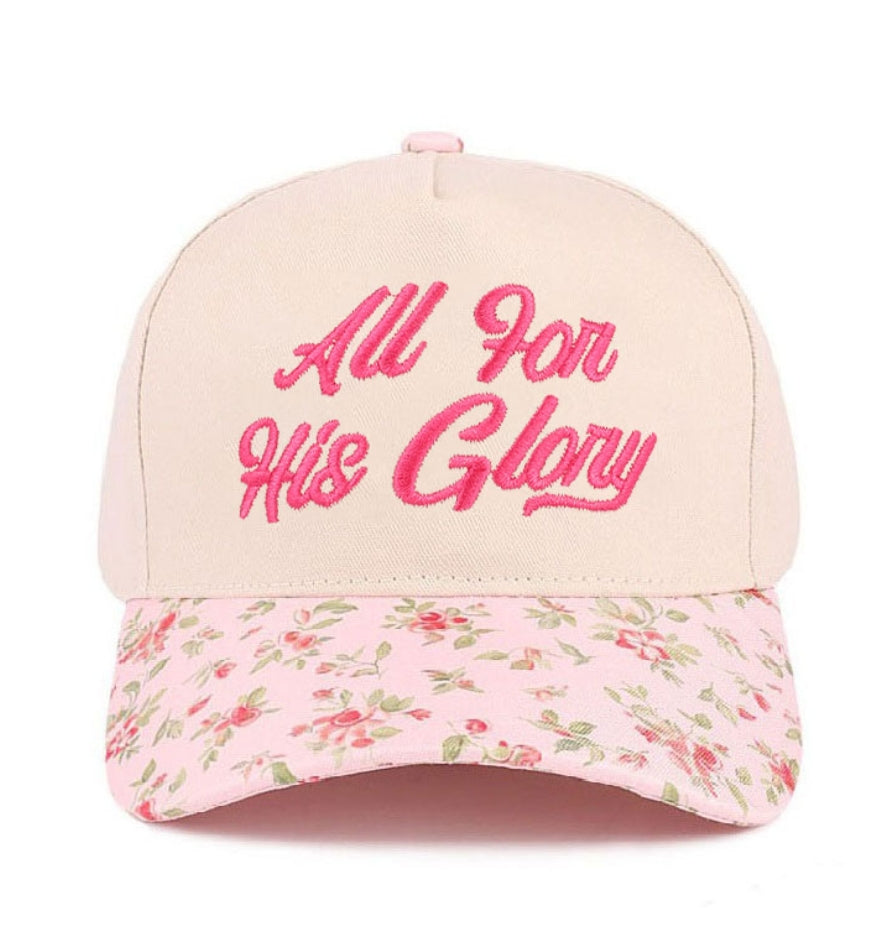 All His Glory Hat - Floral Pink