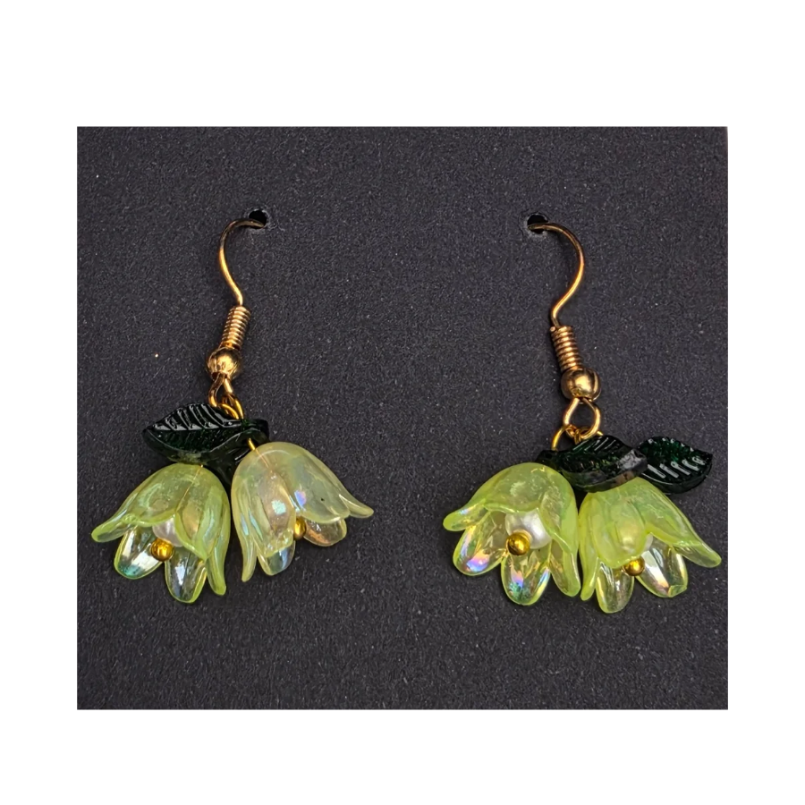Floral Earrings - Lime