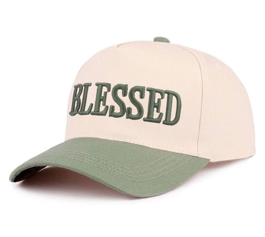 Blessed Embroidered Hat - Light Green