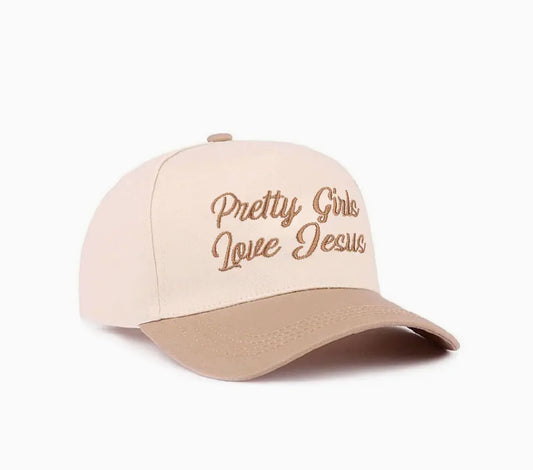 Pretty Girls Love Jesus Hat - Light Tan
