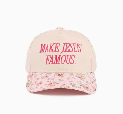 Make Jesus Famous Hat - Floral Pink