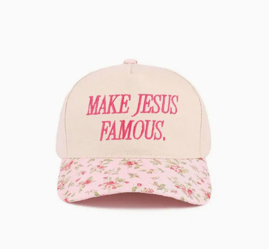 Make Jesus Famous Hat - Floral Pink