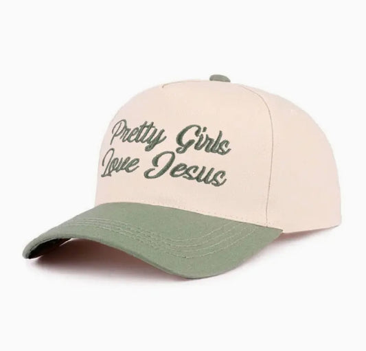 Pretty Girls Love Jesus Hat - Light Green